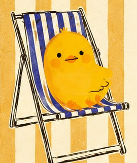 Geschilderd kuikentje in een strandstoel